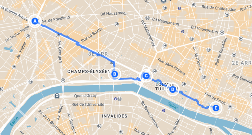Carte rive droite Paris